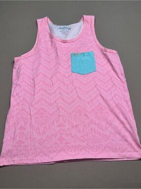 chubbies men’s Pink Tank with Aqua Chest Pocket